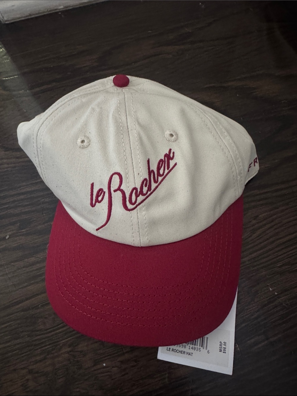 Frame Denim Cream and Red "Le Rocher" Baseball Cap